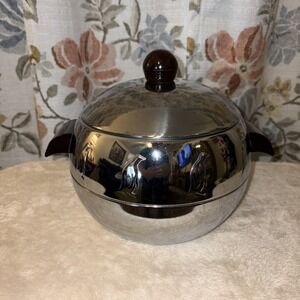 Vintage 50s West Bend Penguin Hot & Cold Server Ice Bucket Bakelite Handles MCM